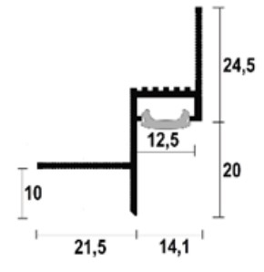 Profil tip ascuns din aluminiu AST14/9B PP 2500mm