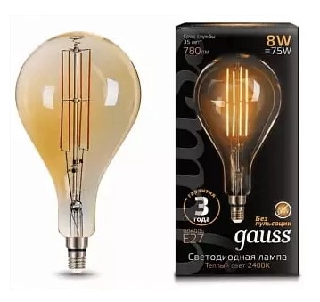 Лампа Led Gauss Filament Vintage A160 8W 2400K 