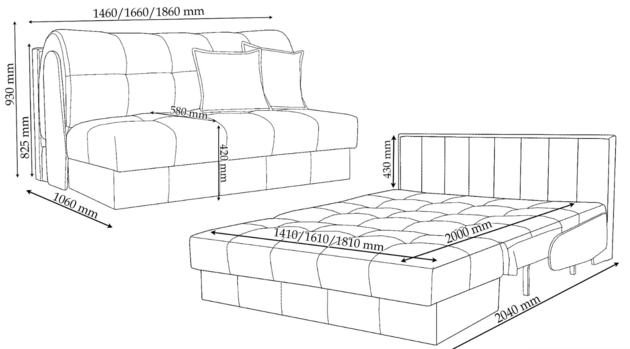 Divan Michigan  AK 1.6 Mono 2 K1 Grey