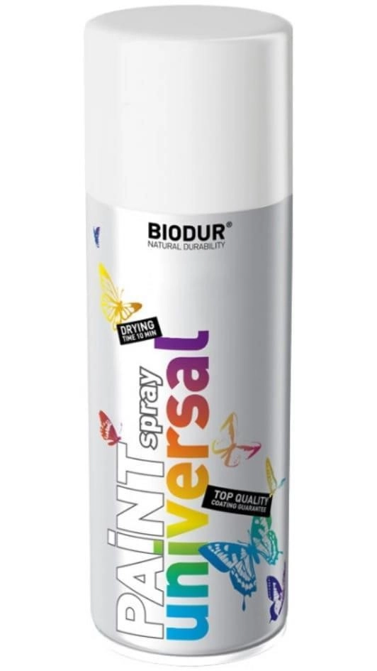 Спрей краска Biodur 500ml белый глянец 9010
