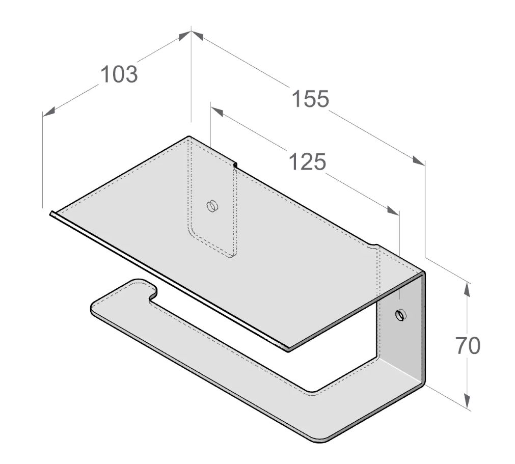 Suport pentru hârtia igienică Bliss PH/B-0225GR gri drept