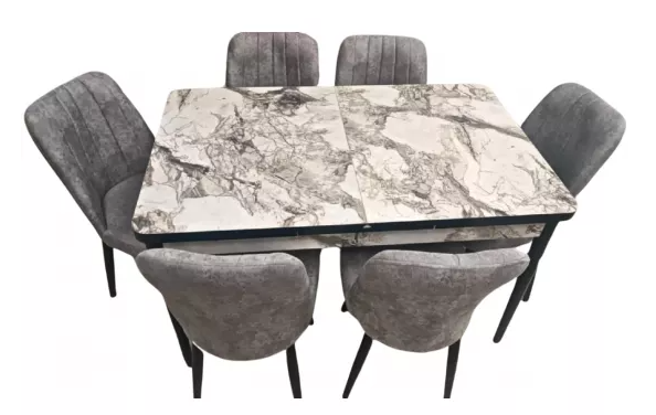 Set masă extensibilă cu 6 scaune Kelebek ES-421, 80x130