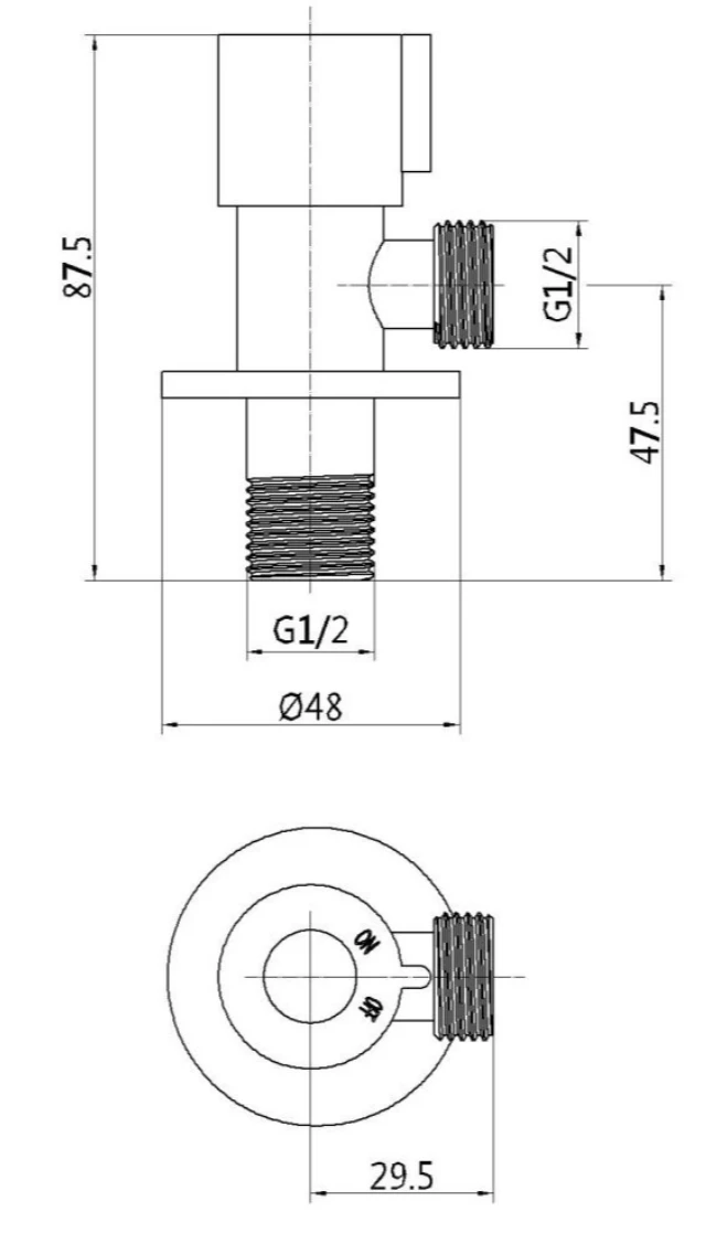 Угловой кран горячей воды Invena 1/2x1/2  ZW-47-C15-J 