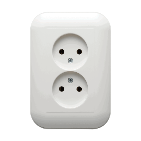 Priză dublă Schuko alb Ovivo