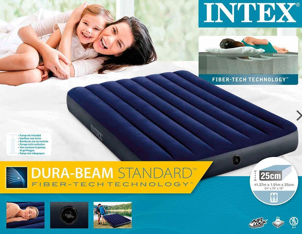 Кровать надувная Intex 137x191x25см 64758