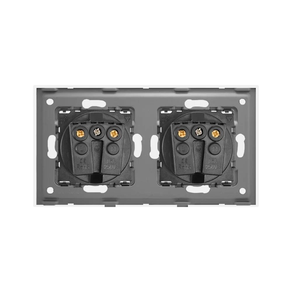Priză dublă 16A 86x157mm Alb M2F-WT