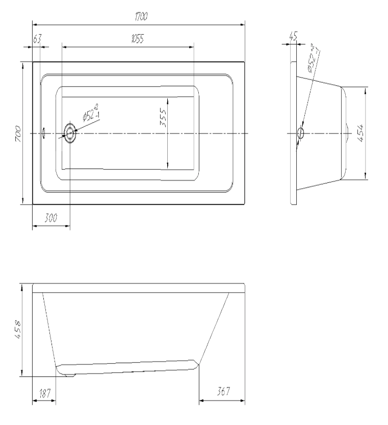 Ванна Novaro 170x70 