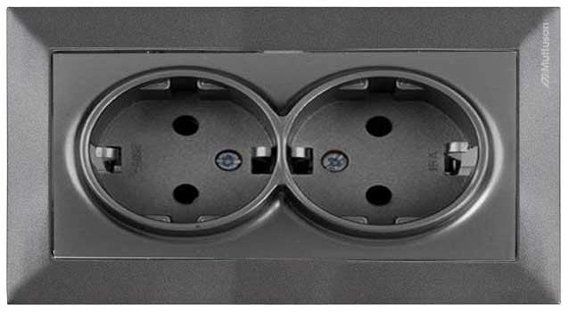 Priza dubla Mutlusan Candela 2P + E black 7181