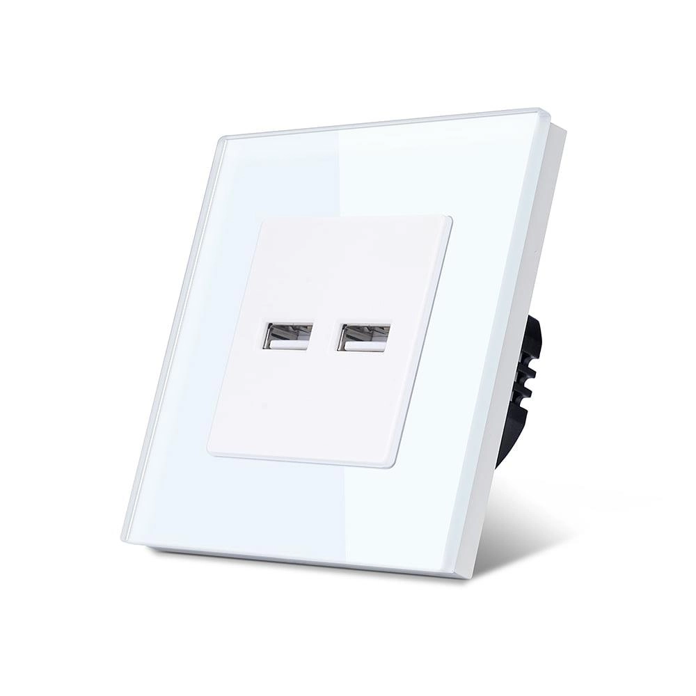 Priză dublă USB/5V 3.1A 86x86mm Alb 2USB3.1-WT