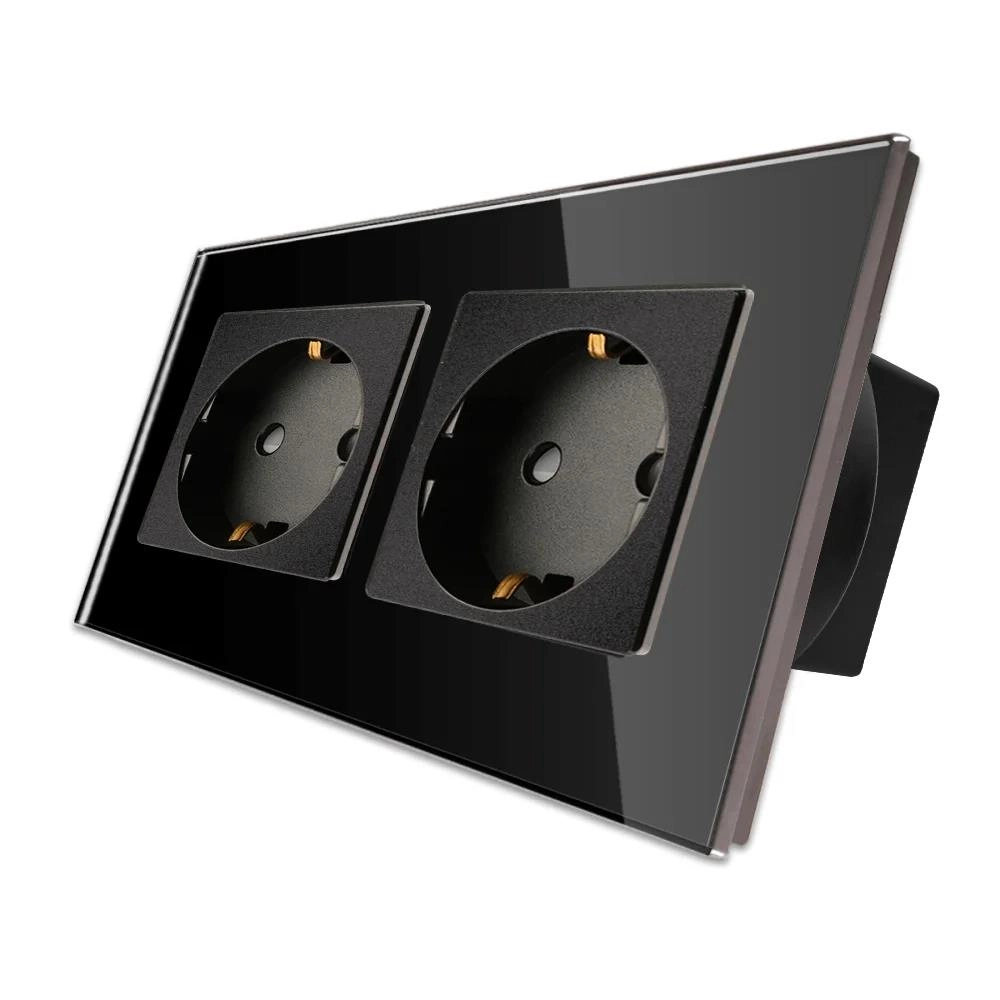 Priză dublă 16A 86x157mm negru M2F-BK