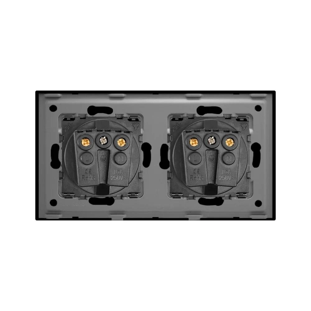 Priză dublă 16A 86x157mm negru M2F-BK