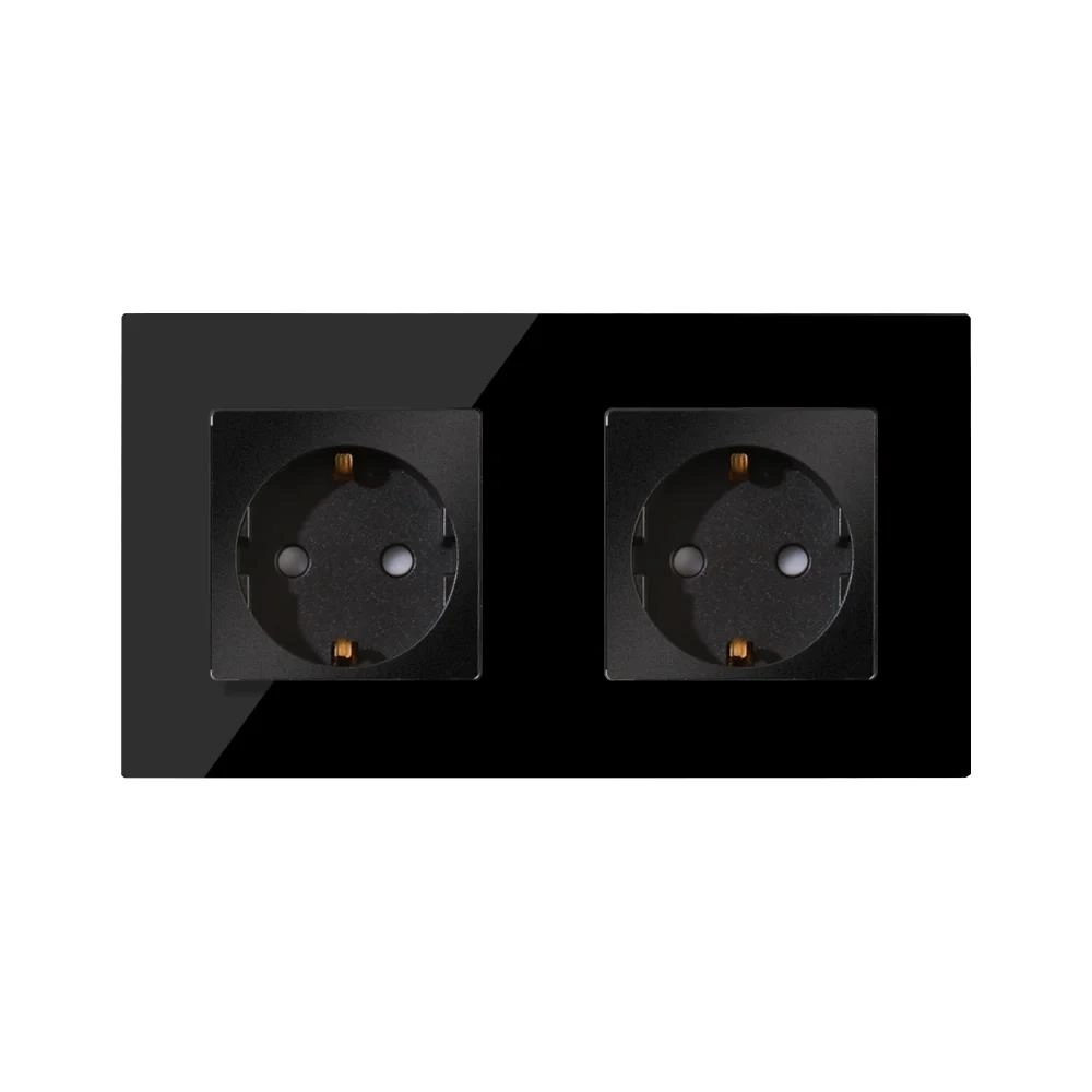 Priză dublă 16A 86x157mm negru M2F-BK