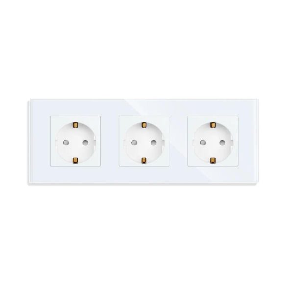 Priză triplă 16A 86x228mm Alb M3F-T