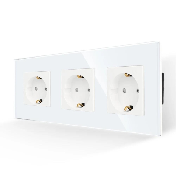 Priză triplă 16A 86x228mm Alb M3F-T