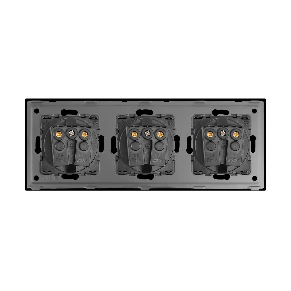 Priză triplă 16A 86x228mm negru M3F-BK