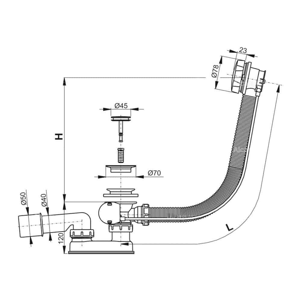 Sifon pentru cadă Alcaplast  A55K-80 2202 