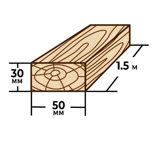 Брус 30x50мм 1.5м