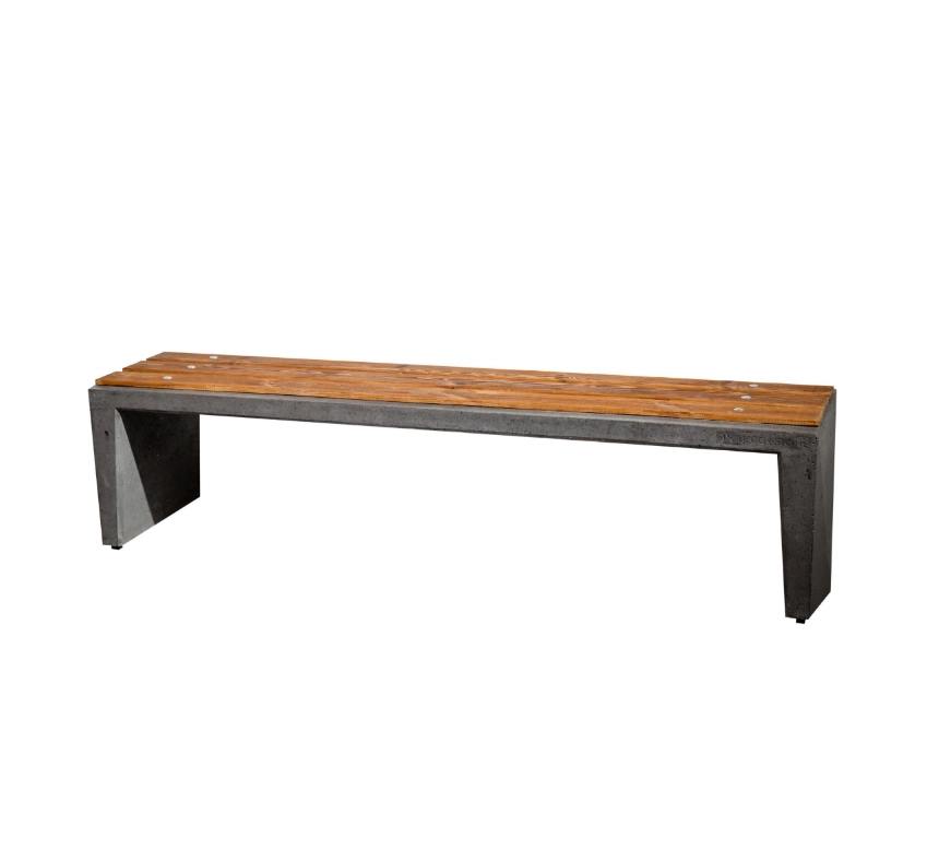 Bancă de beton cu lemn fără spetează