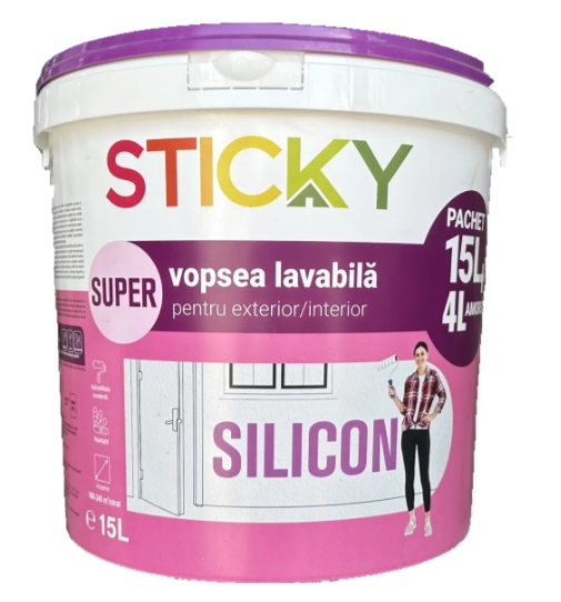 Vopsea lavabilă pentru exterior/interior Super Sticky 2.5l 
