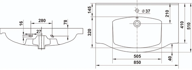 Lavoar Arctik 85 alb 1c Keramin