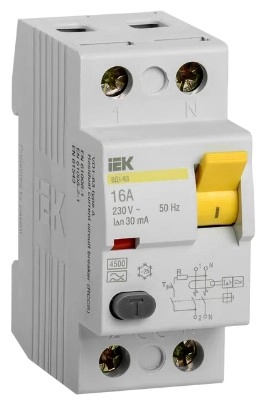 Автоматический выключатель VD1-63 2P 30mA 16A 02547