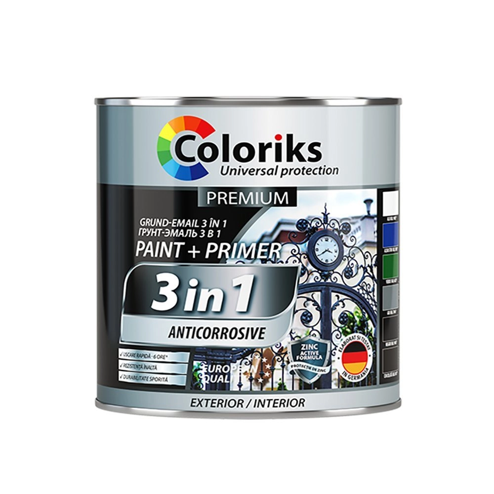 Grund-Email Premium Coloriks 3in1 0.9L negru 9005