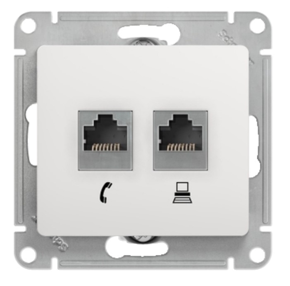 Розетка Glossa RJ11+1XRJ45 cat 5E 332