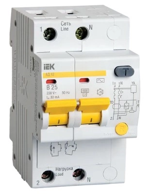  Дифференциальный автоматический АД12 2Р 30мА ИЭК 25А 