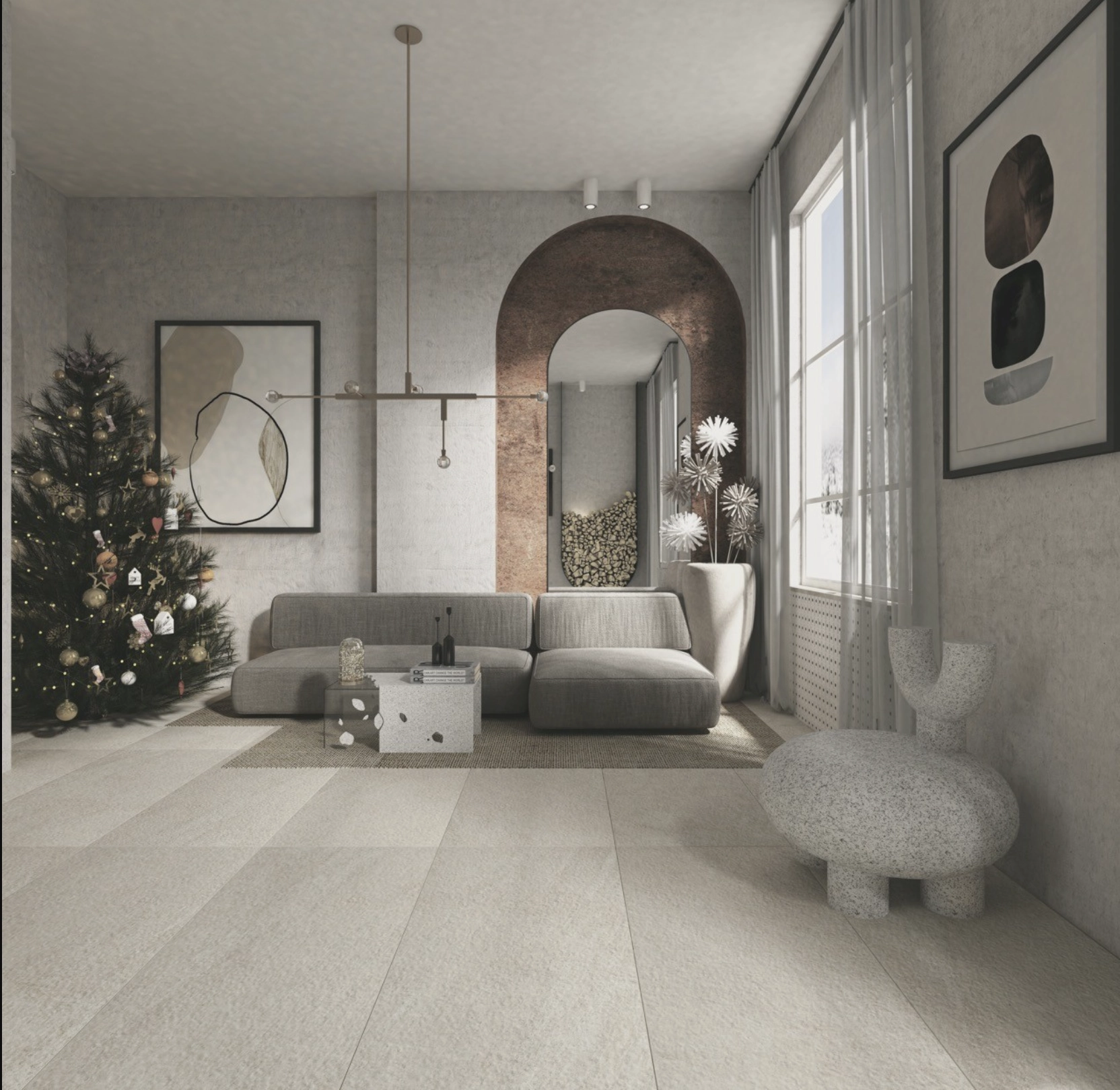 Плитка Anka Gusto 60x120 matt relief light grey