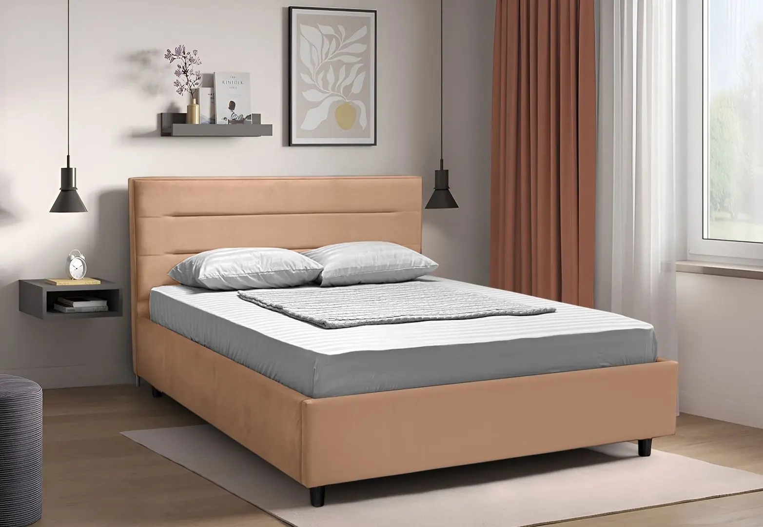 Кровать Lilia-2 stofa London 03 140x200 + подарок подушка