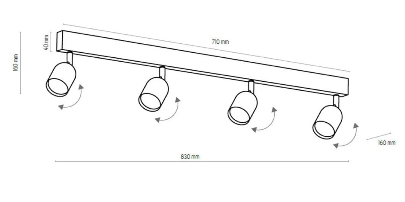 Спот Tk Lighting 1021 TOP BLACK/GOLD 4-GU 10 
