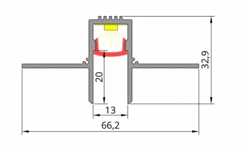 Profil tip ascuns din aluminiu F2.D1320L12 3m 