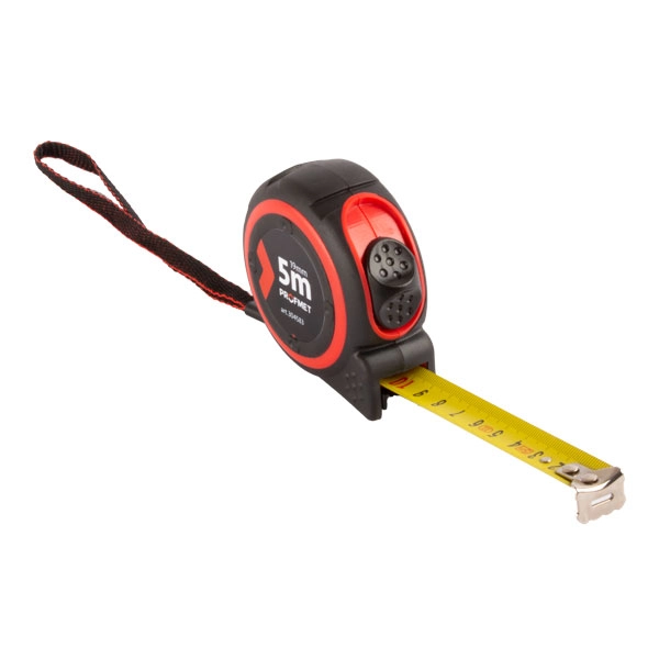 Ruletă cu buton de fixare temporară și acoperire din nailon Profmet 5m *19mm 304583 