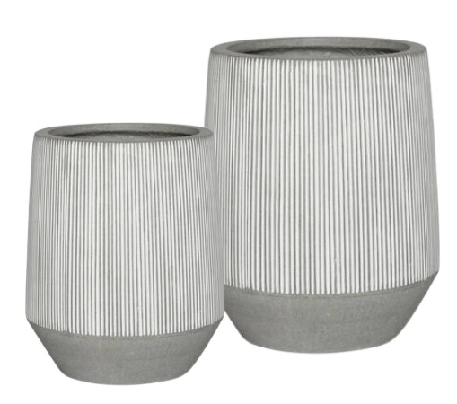 Фиброцементный горшок Harith high S white stripe 