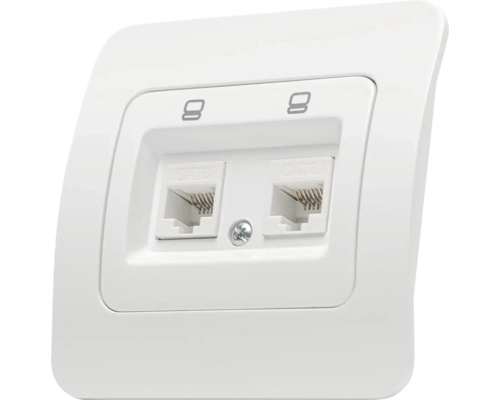 Priză internet dublă RJ45+RJ11 10A IP20 jasmin alb Elmos 9206-65