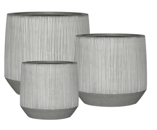 Фиброцементный горшок Harith low L white stripe 