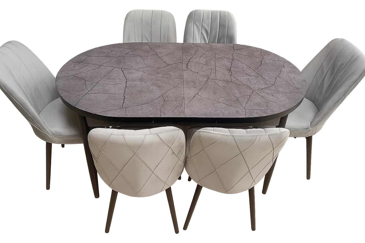 Набор раздвигающийся стол и 6 стульев Kelebek ES-721, 80×136