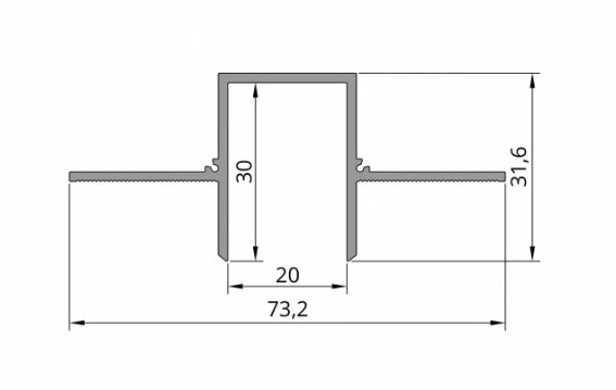 Profil tip ascuns din aluminiu F2.D2030 3m