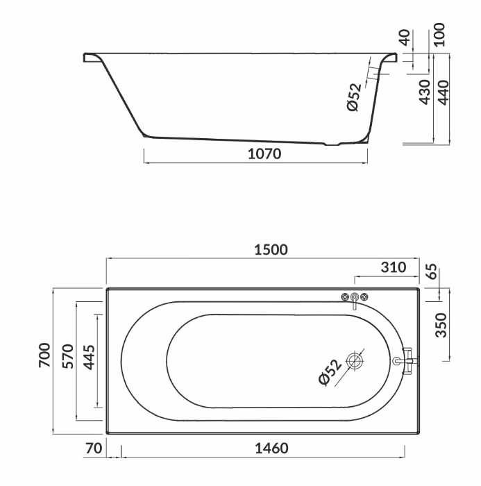 Cadă Cersanit Octavia 150x70 117885 