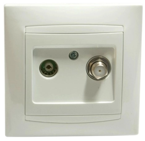 Priză dublă TV 10A IP20 jasmin alb Elmos 9206-73