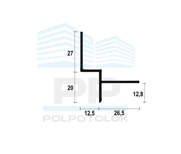 Профиль теневого шва алюминиевый AST10 PP 2500мм