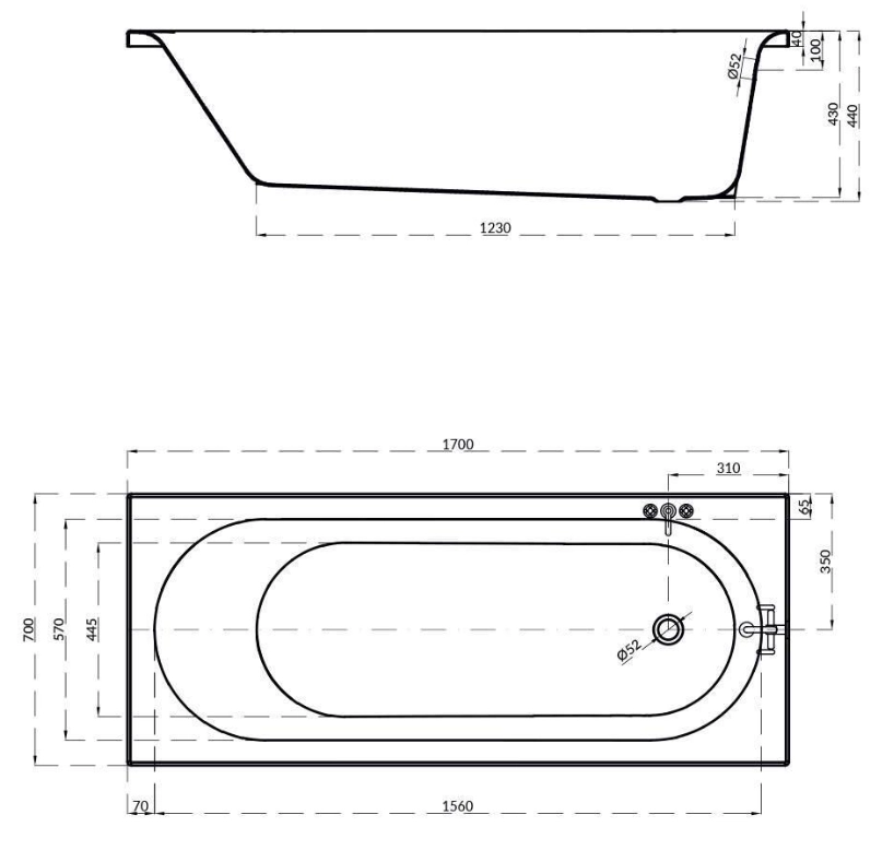 Cadă Cersanit Octavia 170x70 117887 