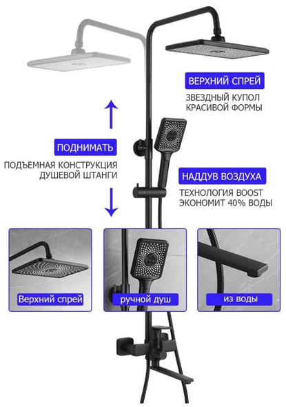 Sistemă de duș Frap F 2471-6 negru 1137