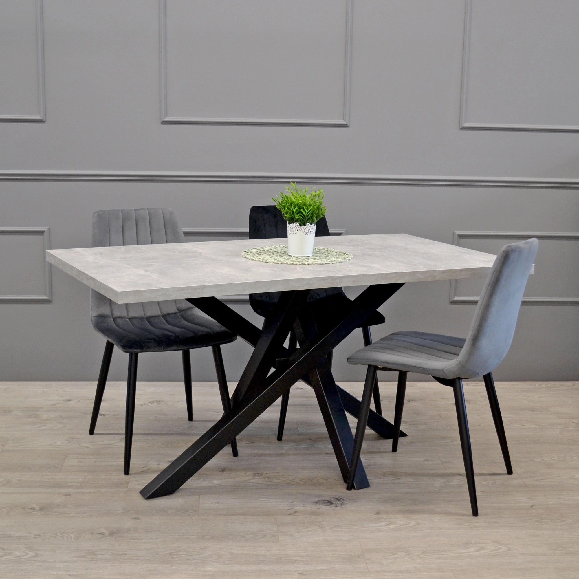 Стул DC-90P N 21 Catifea Dark Grey+Black