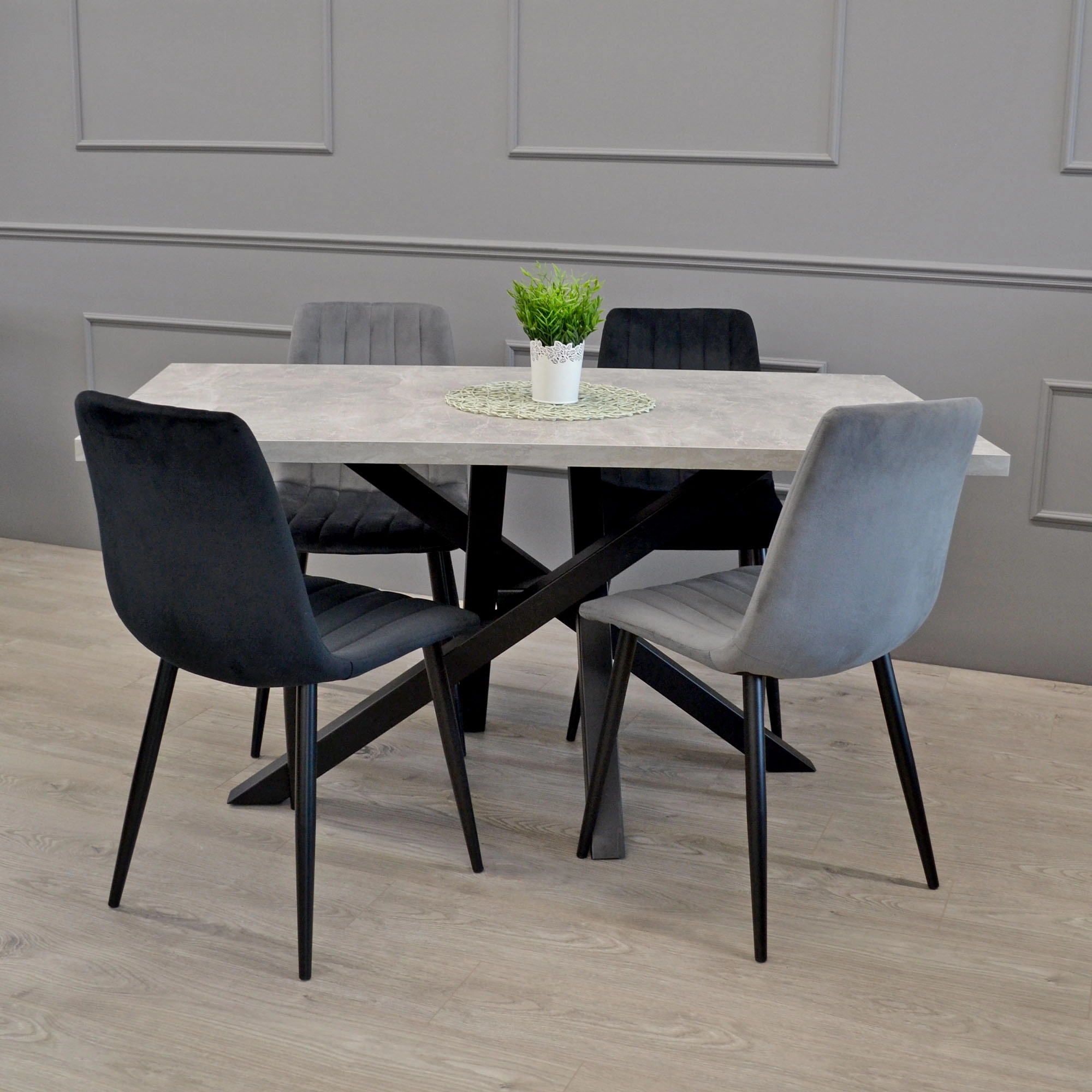 Стул DC-90P N 21 Catifea Dark Grey+Black