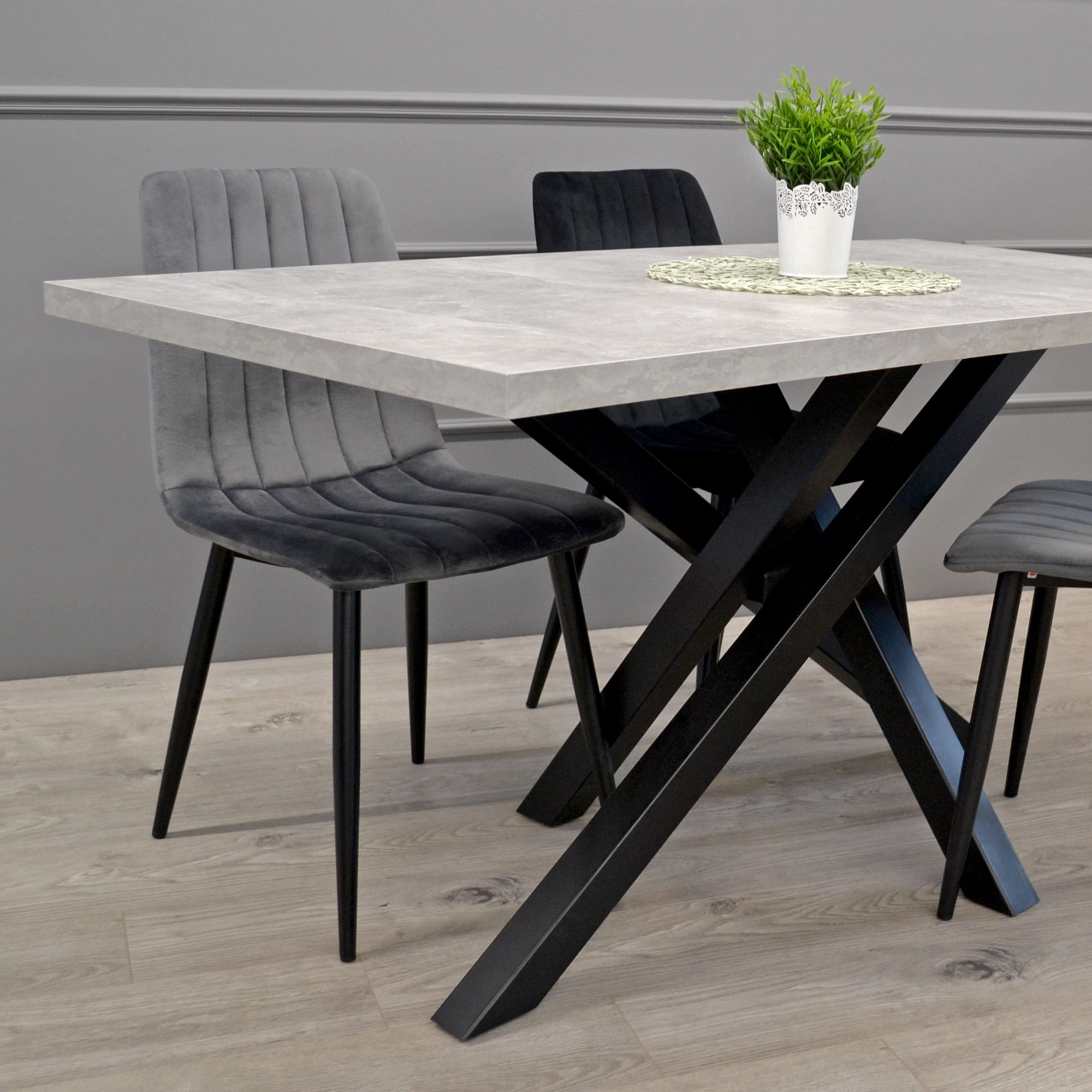 Стул DC-90P N 21 Catifea Dark Grey+Black