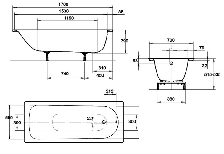 Ванна Eurowa 170x70