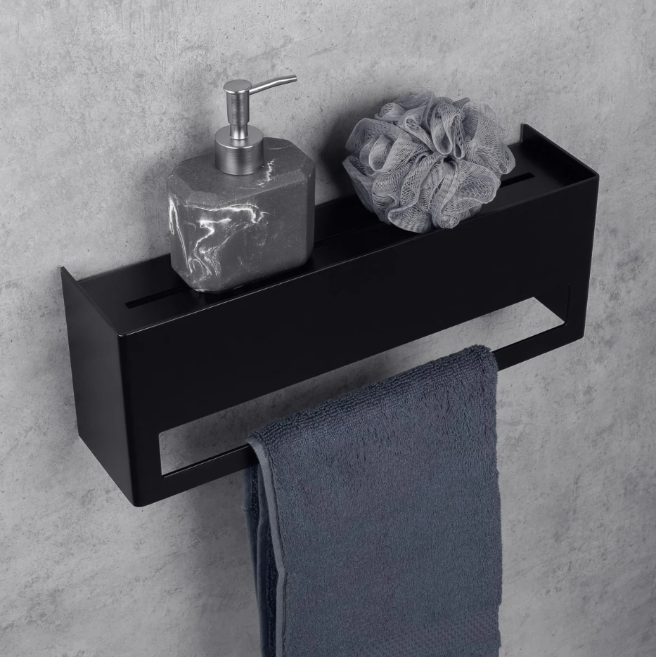 Вешалка для полотенец с полкой Daske Keyka TR/K-0591B чёрный