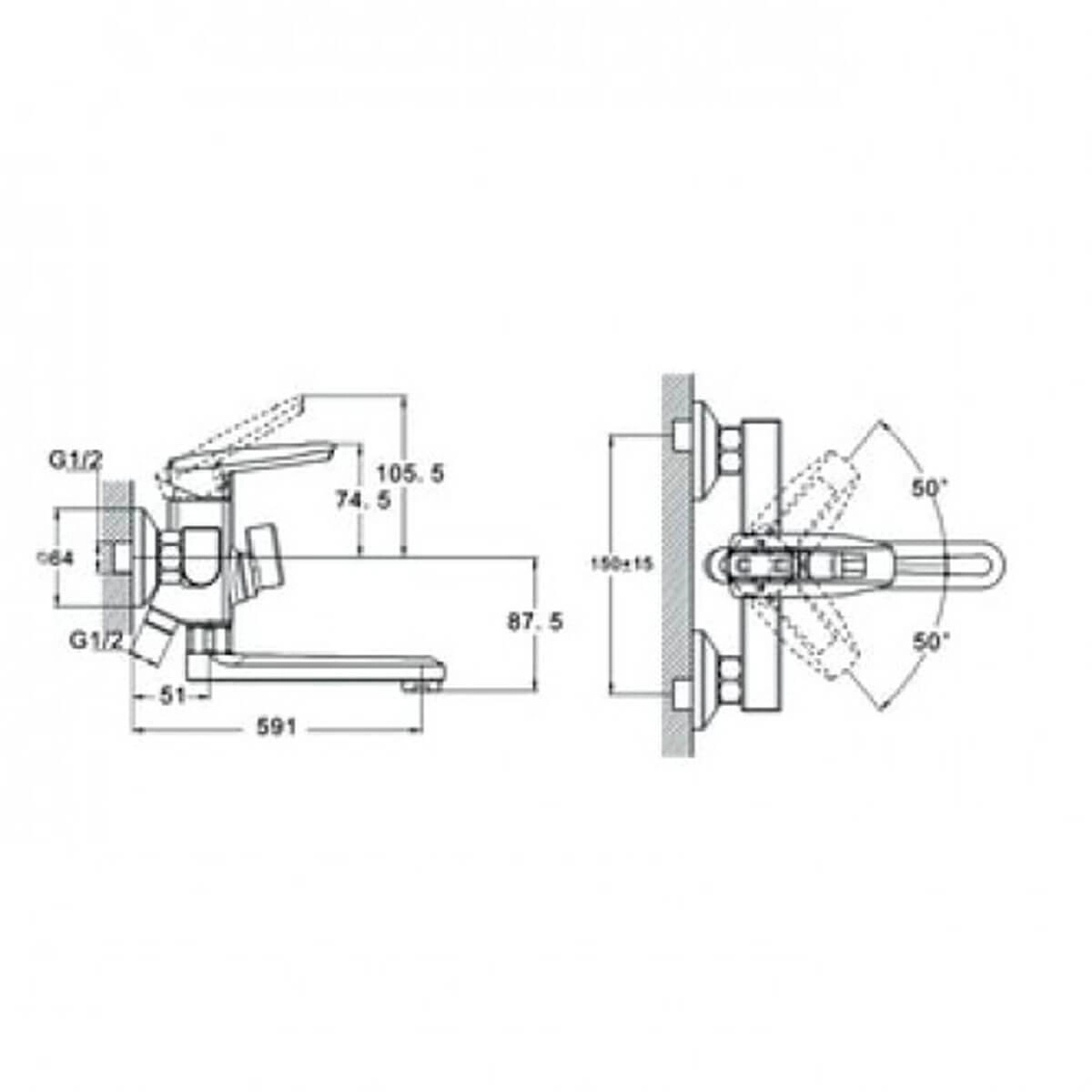 Смеситель для ванны Zegor NOF3-A033