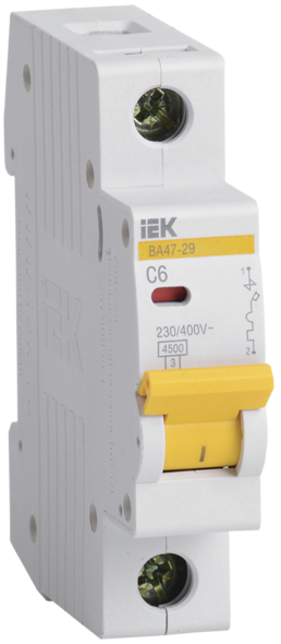Автоматический выключатель IEK BA47-29 1P 4.5kA 06A C 02524